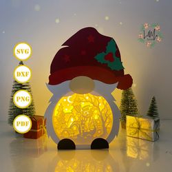 snowman gnome box lantern svg for cricut project diy, gnome box lamp for christmas decor, christmas shadow box