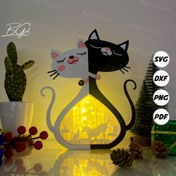 cat & dog love paper cut cat love box template, 3d lantern paper cut lightbox svg diy, cutting cricut, shadow box paper