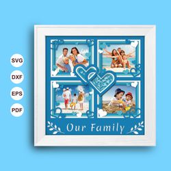 customized family gallery shadow box svg, gallery paper cut light box, cricut files, 3d gallery shadow box, layered card