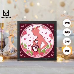pregnancy mother shadow box svg, mother paper cut light box, cricut files, 3d mother shadow box, layered cardstock svg 2