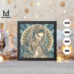 ave maria shadow box svg, ave maria paper cut light box, cricut files, 3d ave maria shadow box, layered cardstock svg 2