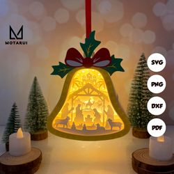 nativity lantern bell lamp for christmas decor, lantern bell svg for cricut project diy, christmas shadow box