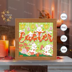 easter 16 shadow box files, bunny easter paper cut light box template files, shadow box paper cut, 3d papercut light box