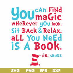 you can find magic wherever you look sit back & relax all you need is a book svg, png, dxf, eps file dr00019