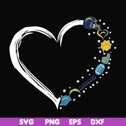 Los Angeles Chargers heart svg, Chargers svg, png, dxf, eps digital file NNFL0109