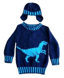 Knitting Pattern for Dinosaur Child's Sweater and Hat - Velociraptor 4-13 years, pdf digital download