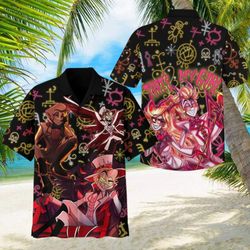 Hazbin Hotel Hawaiian Shirt, Hazbin Hotel Shirt, Hazbin Hotel Button Shirt, Hazbin Hotel Gift, Alastor Hawaiian Shirt