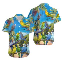 Papagei Wellensittich Landschaft Summer Aloha Hawaiians Shirt 1