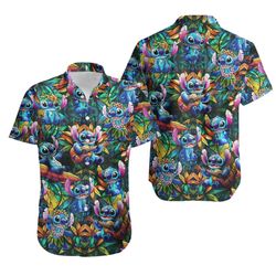 Stitch Button Shirt, Stitch Hawaiian Shirt, Stitch Summer Shirt, Stitch Beach Shirt, Vacation Shirt, Lilo 1
