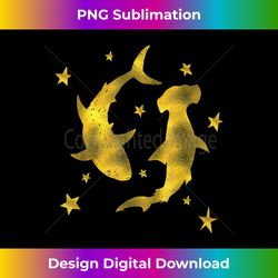 cool gold shark stars space hammerhead sharks galaxy t shirt - artistic sublimation digital file