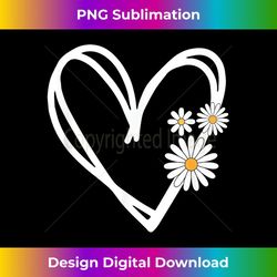 Heart With Daisy Flowers Cute Daisy Flower Motif For - PNG Transparent Digital Download File for Sublimation