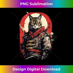 retro japanese cat samurai tattoo graphic ninja kawaii 2 - unique sublimation png download