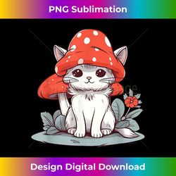 kawaii cute cottagecore cat with mushroom hat - decorative sublimation png file