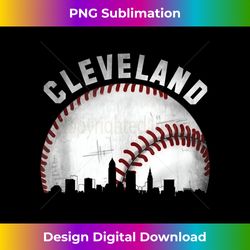 vintage cleveland skyline city baseball tank top 2 - premium png sublimation file