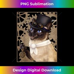 steampunk cat - siamese with a top hat, goggles, and gears