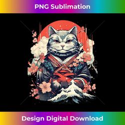 retro japanese cat samurai tattoo graphic ninja kawaii 2 - retro png sublimation digital download