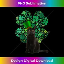 womens black cat st patrick's day leprechaun hat shamrock gift v-neck - exclusive png sublimation download