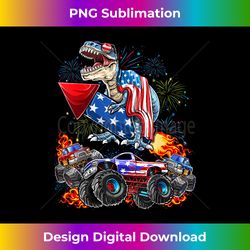 4th of july dinosaur monster truck patriotic american flag - decorative sublimation png file