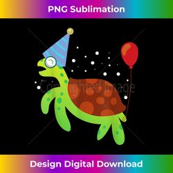 cute sea turtle with birthday hat and balloon - premium sublimation digital download