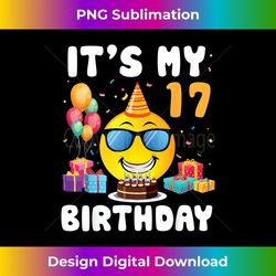 cute face balloons & cake it's my 17 years old birthday - special edition sublimation png file