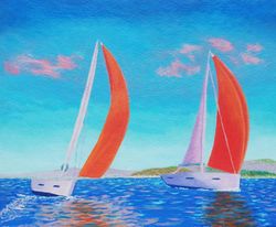 Two sailboats painting