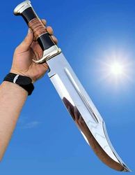 d2 18 inches large crocodile dundee bowie knife with leather sheath fixed blade hunting knife with leather and horn hand