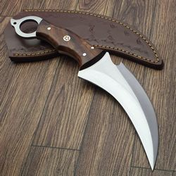 karambit knife - fixed blade with sheath - claw knife wood handle sharp blade - camping knives - karambits for men