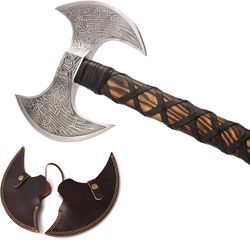handmade viking axe real, battle axe, norse axe head made of 1095 carbon steel, viking bearded camping axe