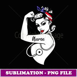 nurse vet strong woman american flag hair band - signature sublimation png file