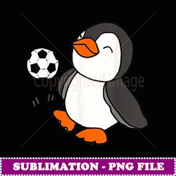 smileteesbirds funny baby penguin playing soccer - trendy sublimation digital download