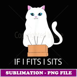 if i fits i sits, cat in a box cat meme, fat kitty - high-quality png sublimation download