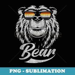 mens bear face with glasses in bear community colors - exclusive png sublimation download