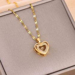 layer Smart Love Pendant Titanium Steel Necklace Fashion Jewelry Woman