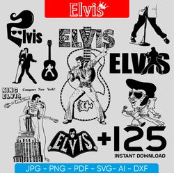 Elvis Presley Bundle SVG file for Cricut, The King Of Rock N Roll SVG, Elvis Presley Digital Download I Elvis Presley