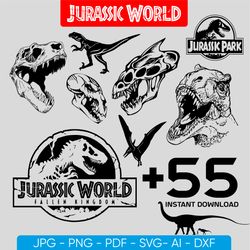 Jurassic Park SVG Bundle - Dinosaur Svg Files - Jurassic Park Png Cut Files - Dinosaur Clipart for Cricut