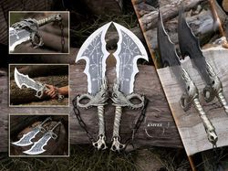 God of War Kratos Sword Set / Custom Made Sword Combo / Blade of the Leviathan: Gaming Sword for Display / Handcrafted