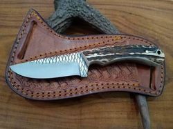 Deer Hunting Knife Rasp Steel Custom Sharp Skinning With Sheath
