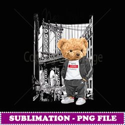 cool new york city eddy bear illustration graphic designs - instant png sublimation download