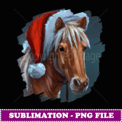 horse wearing santa claus hat horseback riding christmas -