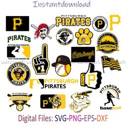 Pittsburgh Pirates Logo SVG Bundle, Baseball Pirates Logo, Pittsburgh Pirates PNG, Pirates Emblem, instantdownload, png