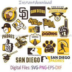 San Diego Padres Bundle SVG, San Diego Padres Logo SVG, MLB Padres, San Diego Padres SVG Cricut, Instantdownload, cricut