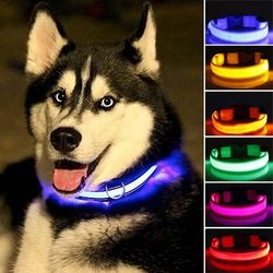 LED Dog Anti-lost Collar Glowing Luminous LED Light Pet Collar Collar For Small Medium Large Dogs Collars Leads Safety