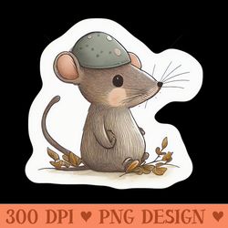 mouse with acorn helmet - png clipart