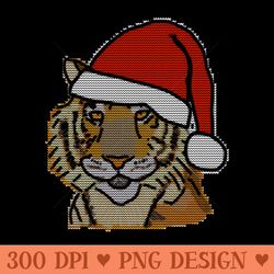 big cats knitted tiger christmas santa hat - png clipart