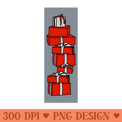 red gift wrapped christmas gift box stack - png downloadable art