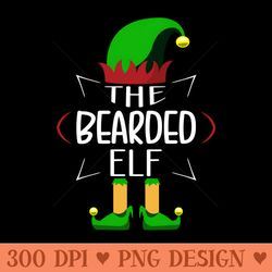 the bearded elf christmas party pajama - png illustrations