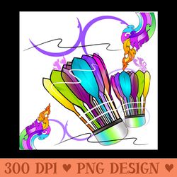 tshirt badminton sport art brush style - png download library