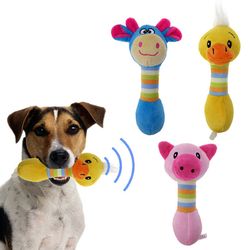 Cute Bite Resistant Pet Plush Toys Sticks Sounding Dog Toys Duck Pink Pig