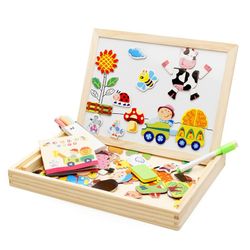 multifunctional magnetic kids puzzle drawing board educational toys learning wooden puzzles toys for children gift