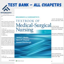 Test Bank for Brunner and Suddarth Textbook of Medical Surgical Nursing 15th Edition | All Chapters